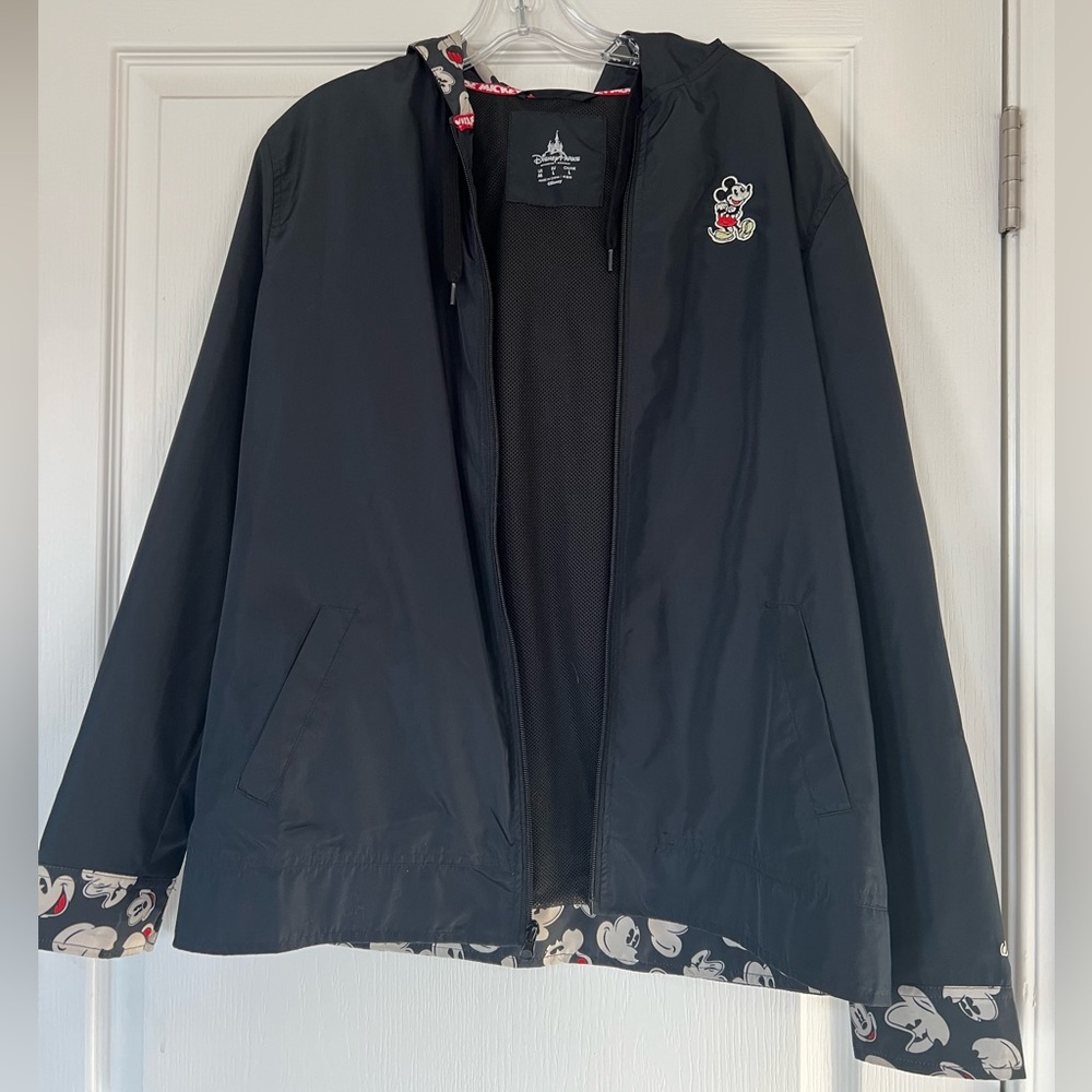 Disney Black Hooded Mickey Mouse Windbreaker Jacket